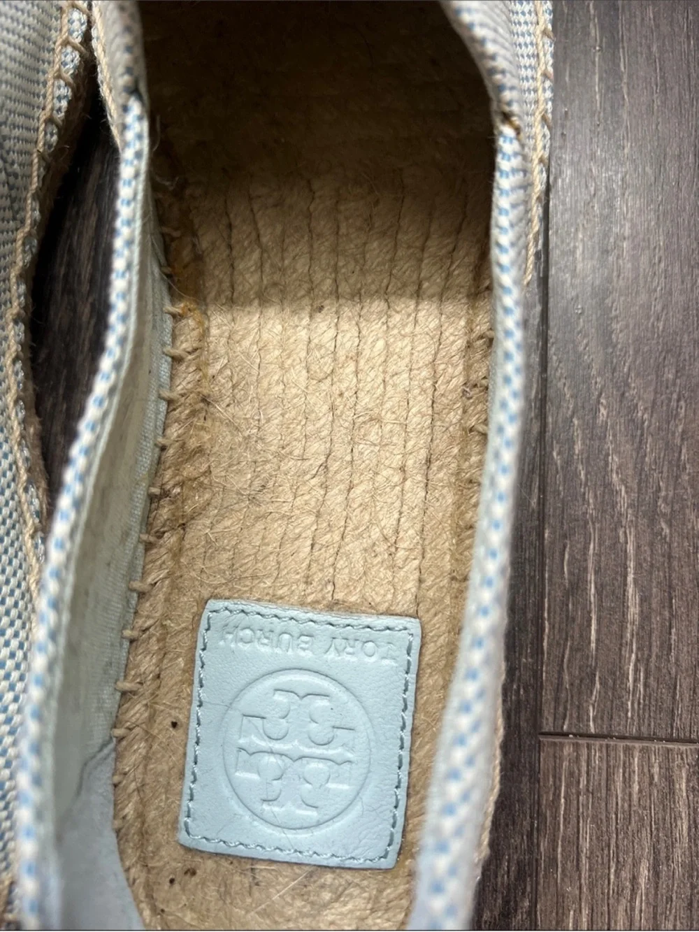 Tory Burch Colorblock Espadrille Flat in Seltzer Blue size 8